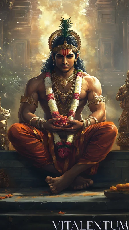 Temple flame-blooded warrior-priest cradles quiet thunder