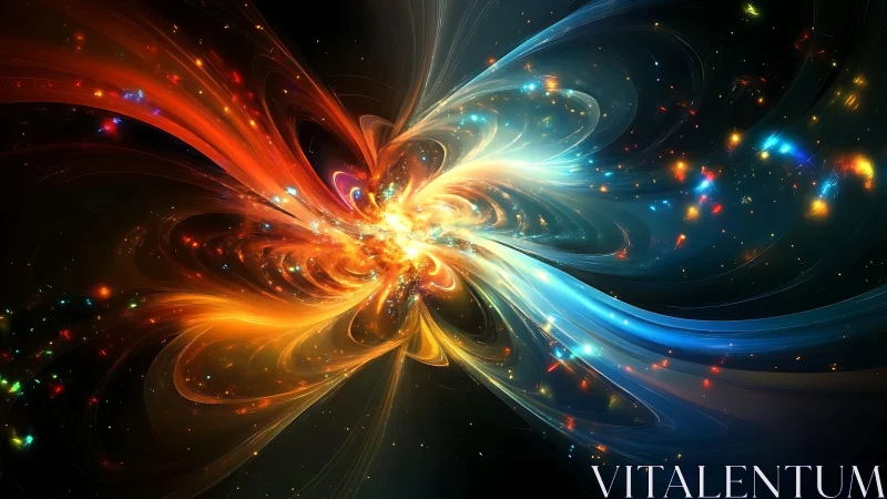 Fractal energy nebula with radiating chromatic light flows.