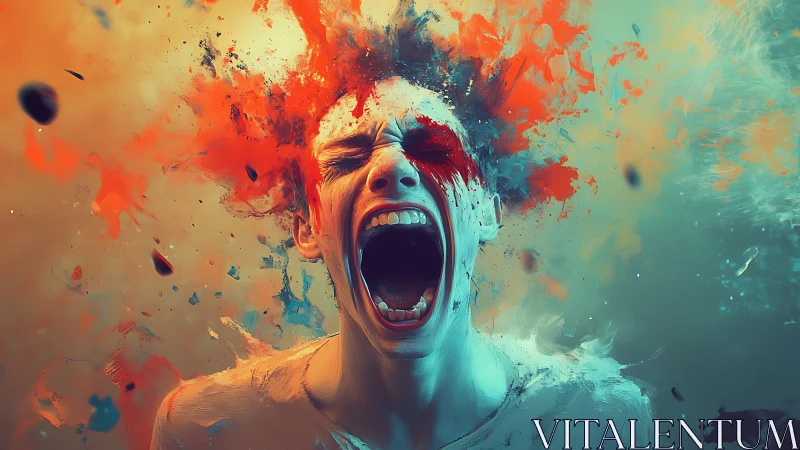 Explosive emotional portrait captures a raw, powerful scream