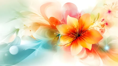 Radiant Orange Flower with Flowing Color Gradients.