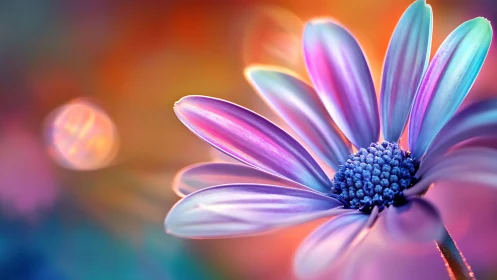 Vibrant Macro Daisy with Gradient Bokeh Background and Luminous Depth