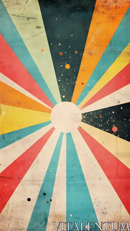 Radiant retro sunburst explodes into bold vintage color