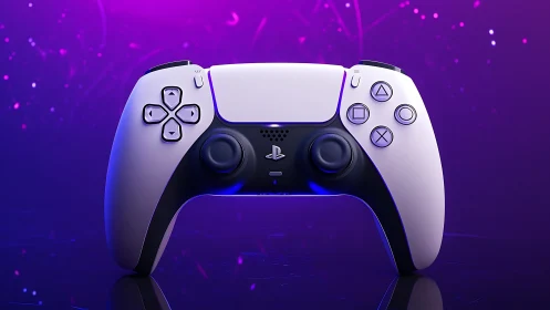 PlayStation 5 DualSense Controller in Purple Neon Environment