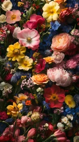 Polychromatic Floral Assemblage: Layered Botanical Density.