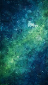 Abstract textured canvas in blue green gradient tones.