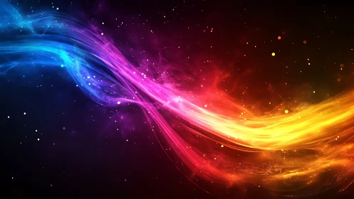 Colorful energy streams flow across deep cosmic background
