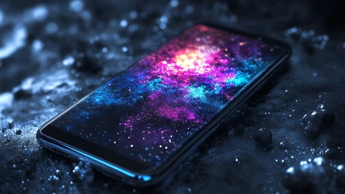 Pocket universe glowing across a midnight smartphone screen.