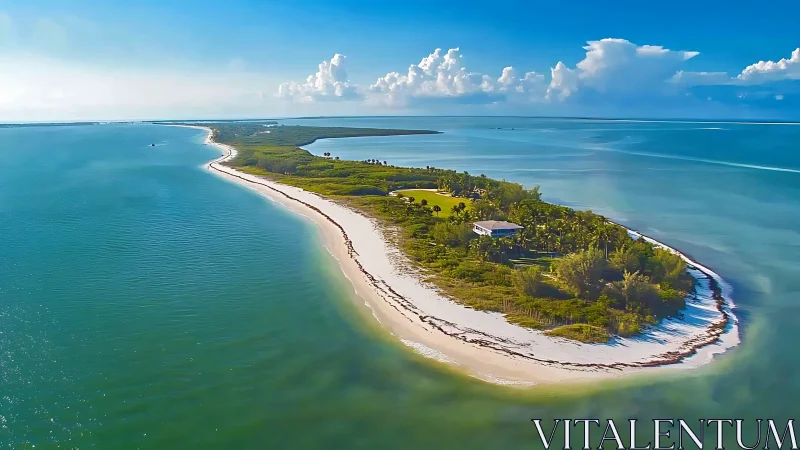 Emerald Crescent: Where Turquoise Waters Cradle a Verdant Paradise.