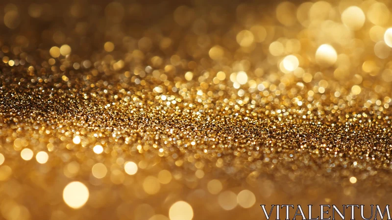 Macro capture isolates reflective golden glitter with shallow depth