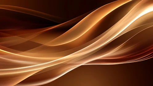 Curved luminous ribbons form layered amber lightwave gradients