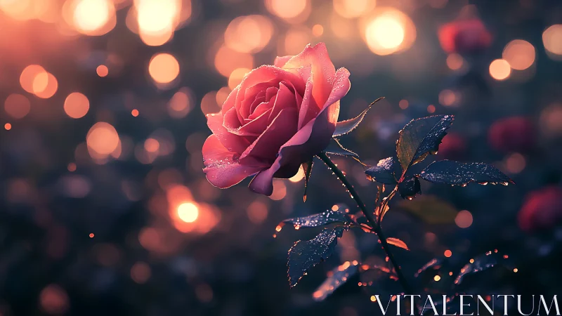 Luminescent Rose with Bokeh: Digital Fantasy Bloom.