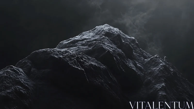 Nocturnal basalt massif under raking volumetric backlight.