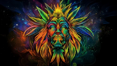 Solar-feathered cosmic lion drifts between nebula dreams