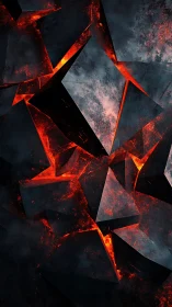 Lava-lit geometric shards glow warmly in a dark abstract field