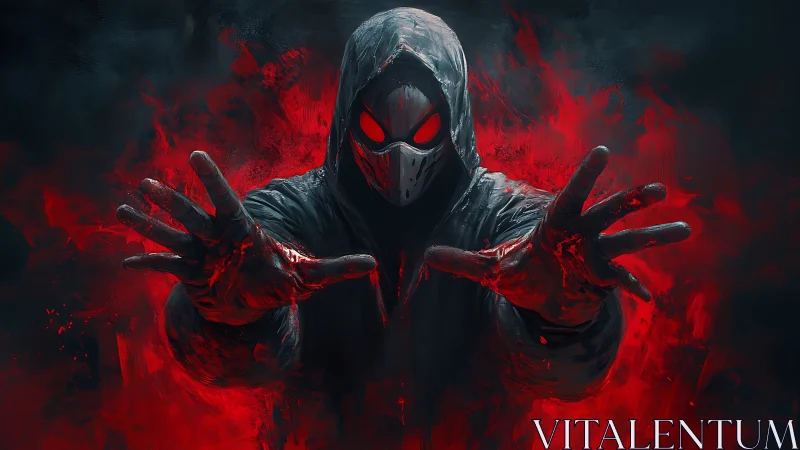 Hooded voidcaller hurls crimson fire from a burning abyss.