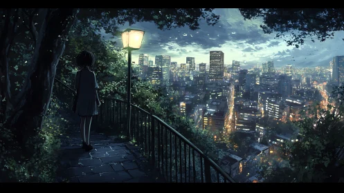 Twilight overlook where quiet hills cradle neon city dreams.