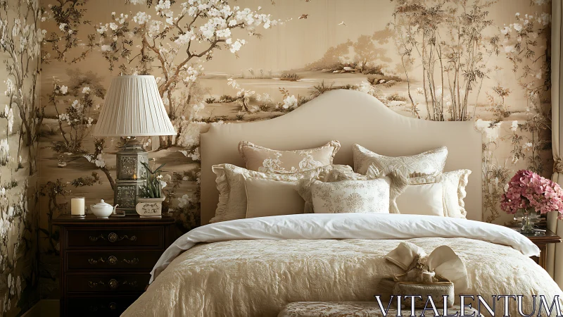 Tranquil floral bedroom invites soft rest and gentle daydreams
