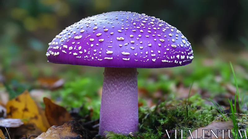 Macro study of violet mushroom cap texture and stem structure