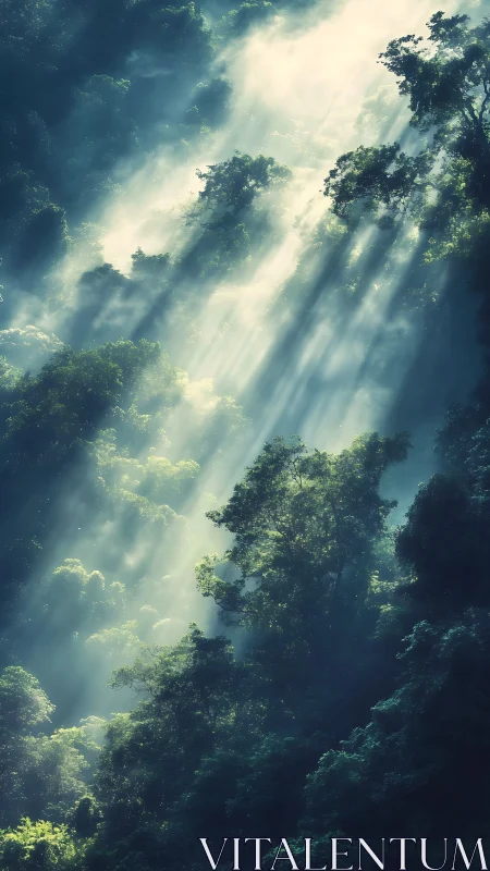 Forest Canopy with Crepuscular Rays.