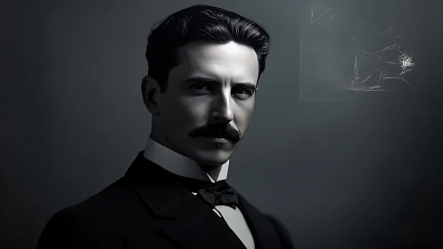 Formal male portrait in dark suit with side lighting.