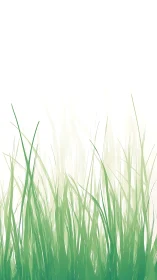 Vertical green grass blades rise against clean white background