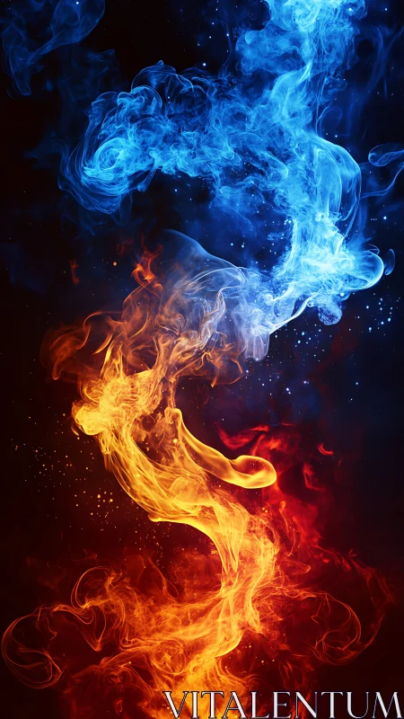 Opposing Infernos Dance: Blazing Fire Meets Crystalline Ice Flame.