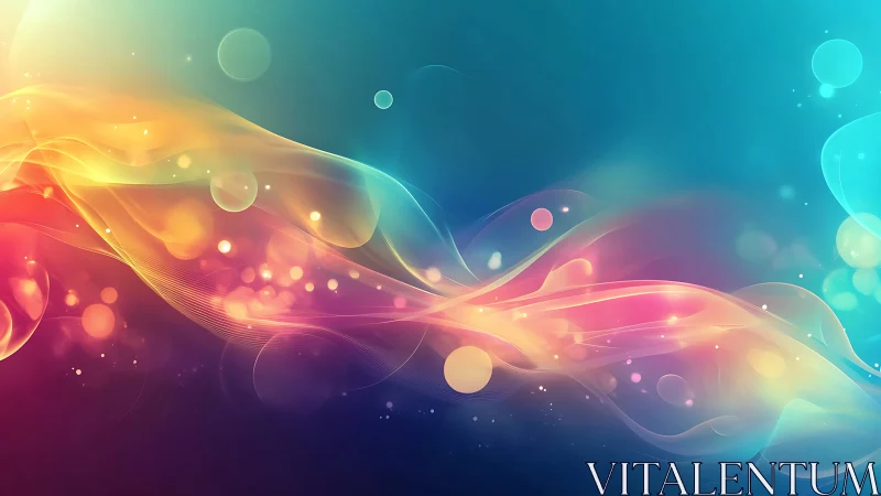 Iridescent light waves flowing across vibrant cosmos.