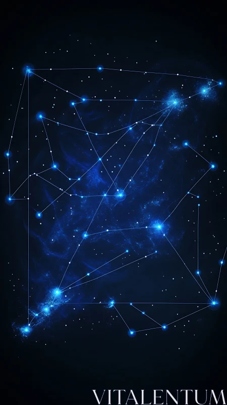 Network-like blue starfield renders connected luminous nodes