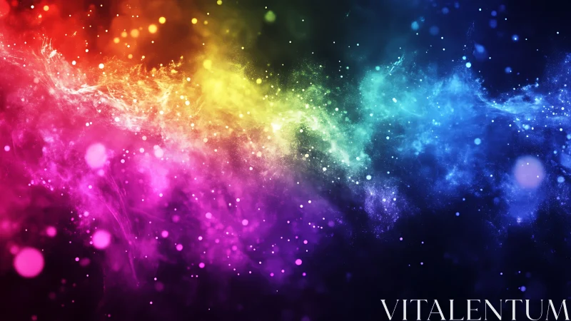 Chromatic nebular plume with high-saturation particulate diffusion.