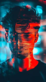 Electric reflections reveal a portrait caught between data and light