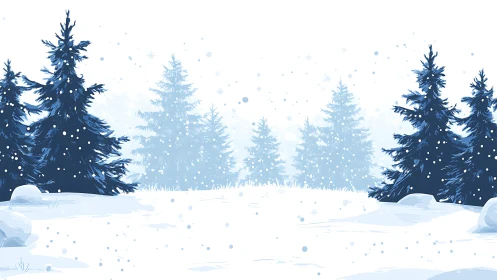 Snow-dusted evergreens holding quiet court in pale winter hush.