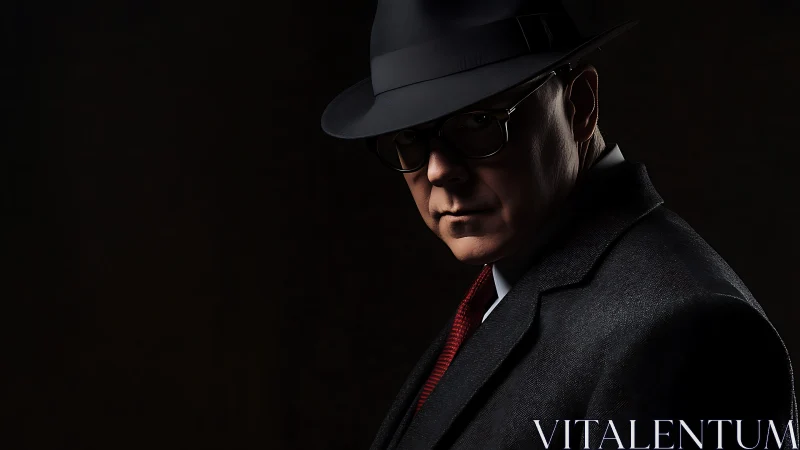 Middle‑aged man in fedora and overcoat stares at camera