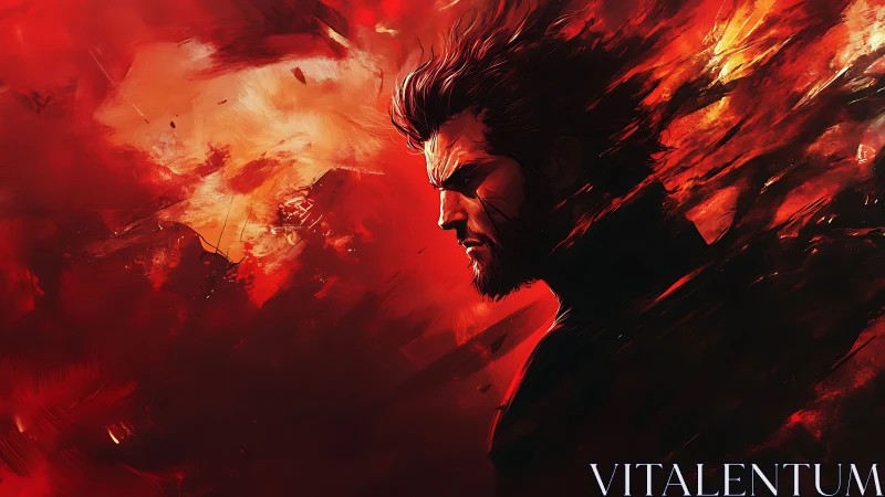 Storm-forged loner strides through a wildfire of memory.