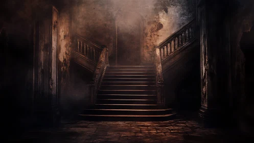 Haunted stairway quietly rehearses its next whispered legend