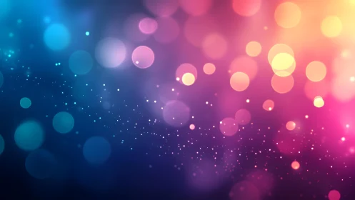 Vibrant Bokeh Light Abstract with Blue, Pink, and Yellow Gradient.