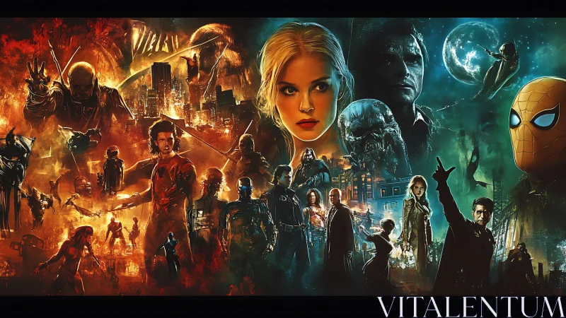 Heroic and villainous forces collide in fiery urban realms.