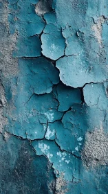 Weathered teal plaster surface with fractured texture pattern.