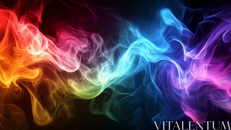 Chromatic smoke currents flowing across deep black void.