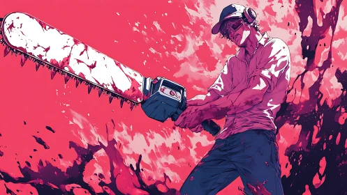 Chainsaw daydreams in a neon bloodstorm of chaos.