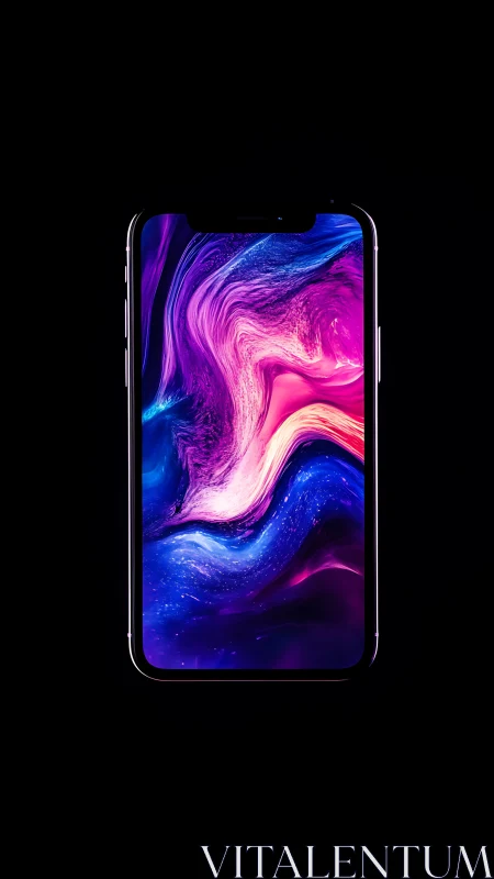 Vibrant Abstract Fluid Art on Modern Smartphone Display.