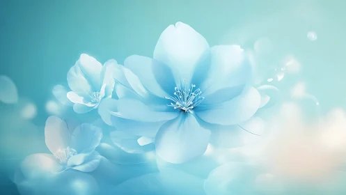 Cerulean Dreams: Luminescent Petals Suspended in Soft Focus.