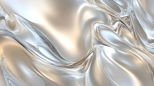 Abstract liquid metal waves in a smooth, glossy digital artwork.
