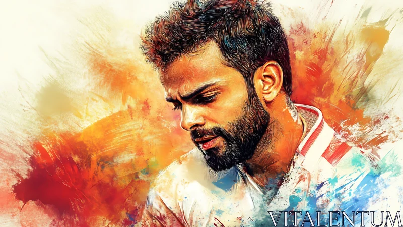 Sunlit portrait of a thoughtful man in vibrant colors