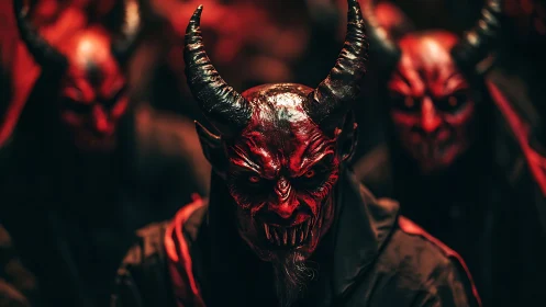 Horned ringleader glares through molten shadows and ritual fire