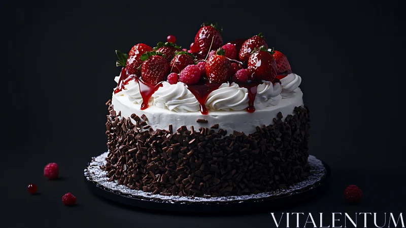 Chocolate Layer Cake with Whipped Cream and Fresh Raspberries