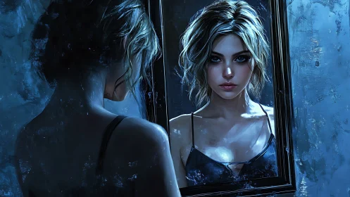 Cool-toned digital portrait studies reflected female subject dynamics