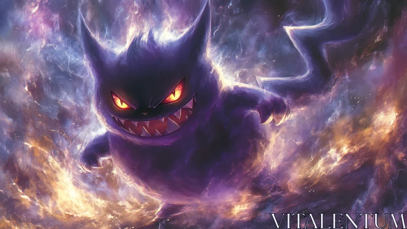 Galactic ghost creature emerging through swirling nebulae.