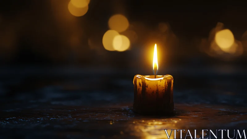 Solitary Candlelight: Bokeh Luminescence in Darkness.