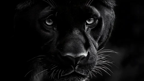 Black Panther Portrait: Luminous Eyes Against Darkness.