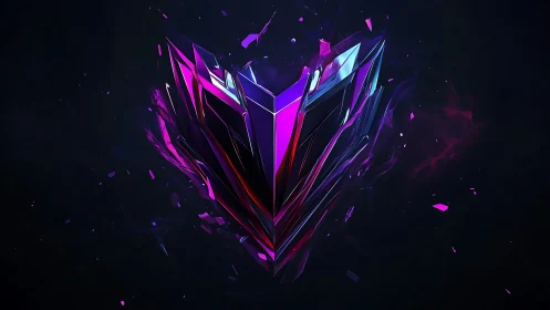 Neon shard emblem with angular crystal geometry in void.